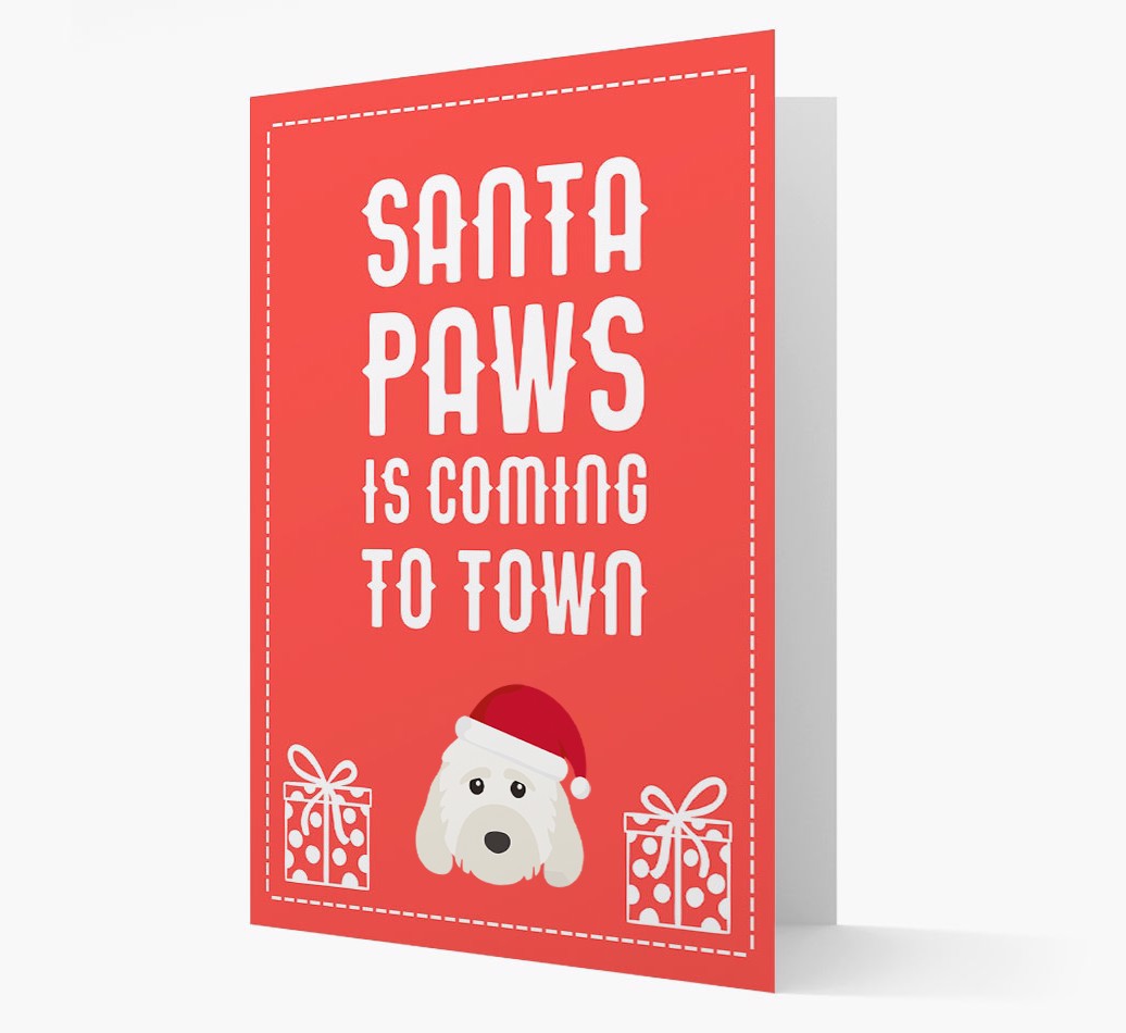 'Santa Paws is coming to town' Card with your {breedFullName} Christmas Icon