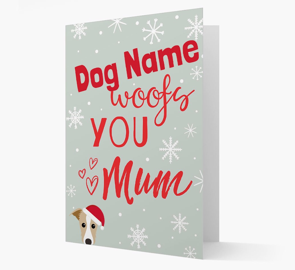 'I Woof You Mum' Card with your {breedFullName} Christmas Icon front