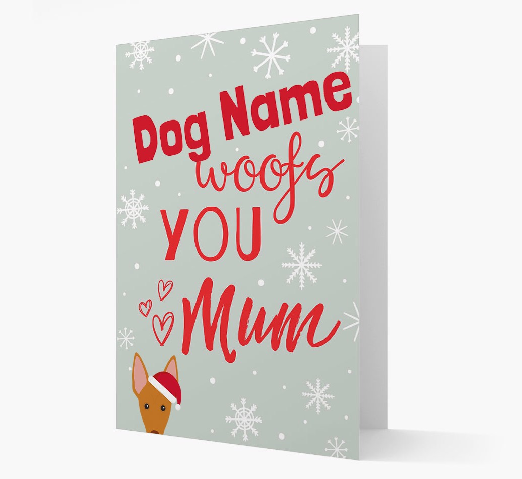 'I Woof You Mum' Card with your {breedFullName} Christmas Icon front