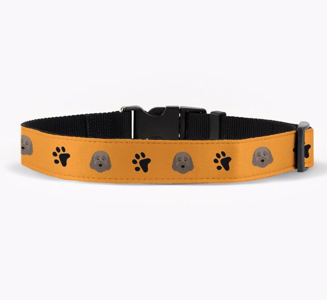 Fabric Collar with Paw Prints and {breedFullName} Icon