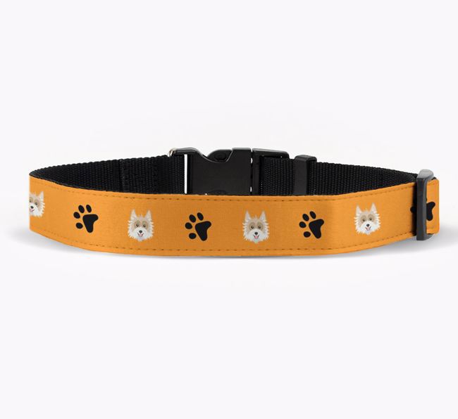 Fabric Collar with Paw Prints and {breedFullName} Icon