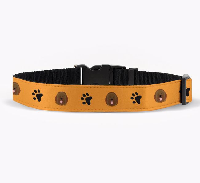 Fabric Collar with Paw Prints and {breedFullName} Icon