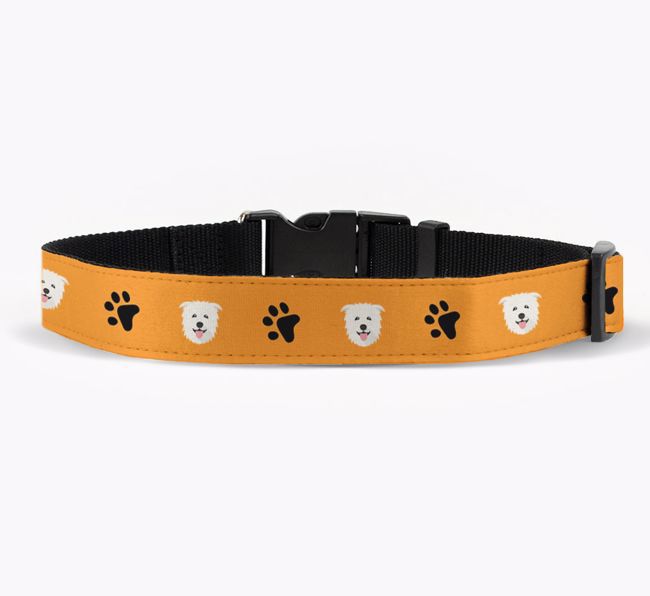 Fabric Collar with Paw Prints and {breedFullName} Icon