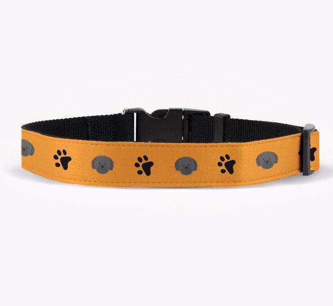 Fabric Collar with Paw Prints and {breedFullName} Icon