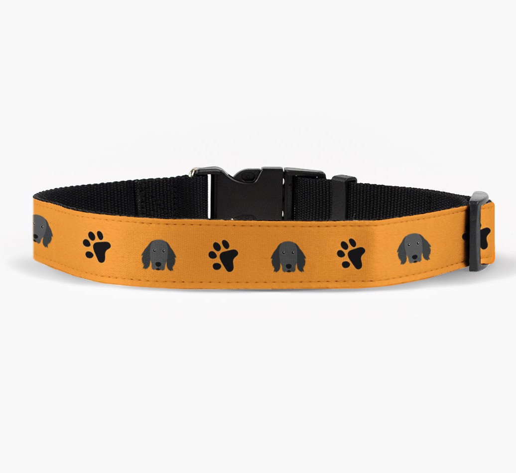 Fabric Collar with Paw Prints and {breedFullName} Icon front view
