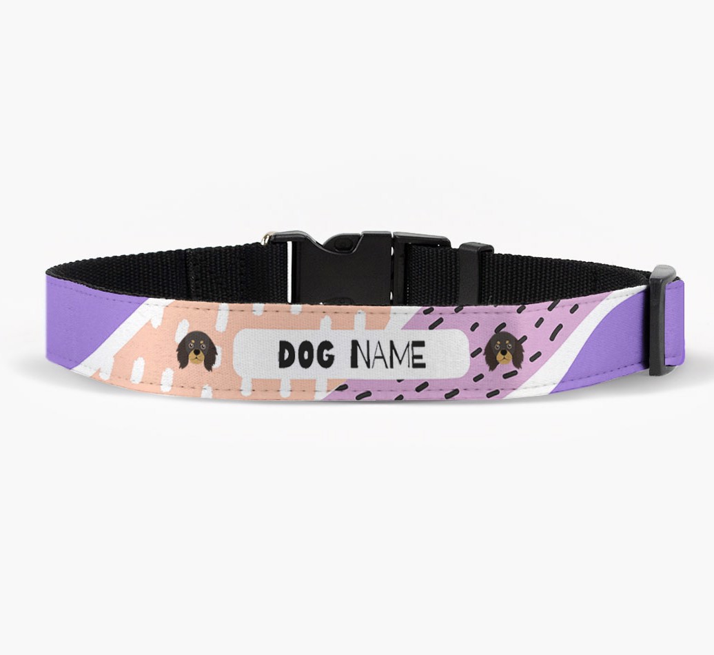 Personalized Fabric Collar with Abstract Pattern and {breedFullName} Icon in front view