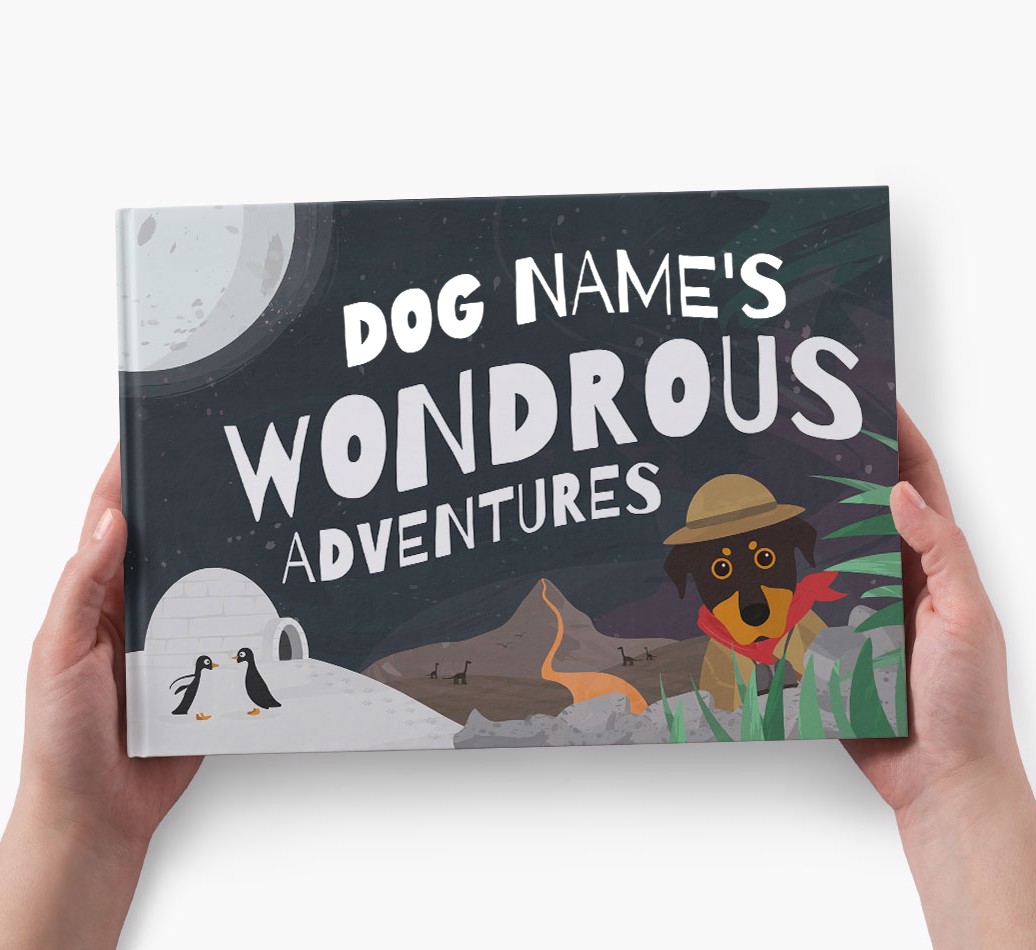 Personalized Dog Story Book: Dog Name's Wondrous Adventures - holding in hands