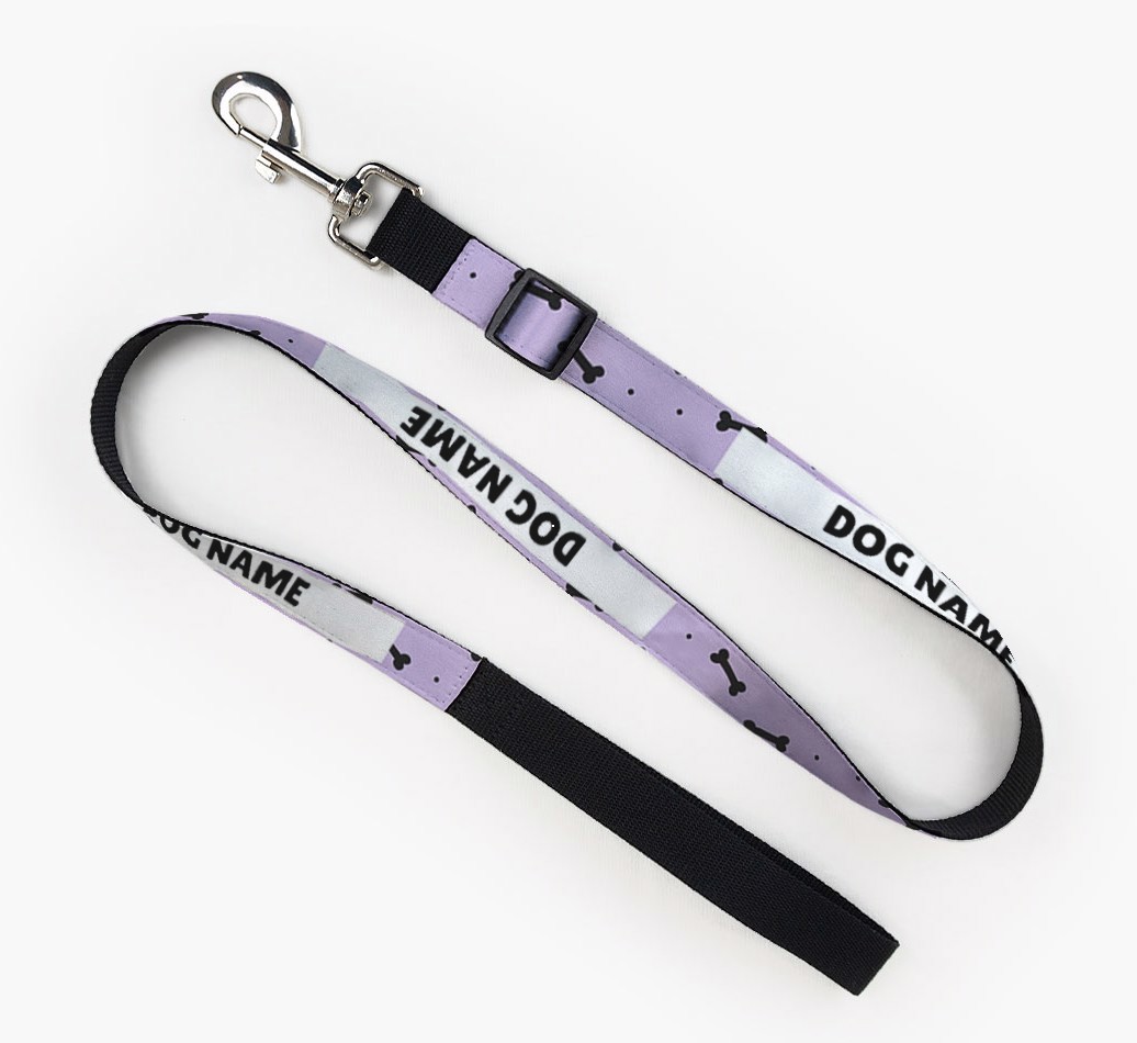 'Personalized Fabric Lead with Bone Pattern for your {breedFullName} full lead
