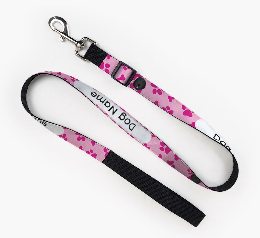 Personalized Fabric Lead with Bone and Paw Pattern and {breedFullName} Icon Full