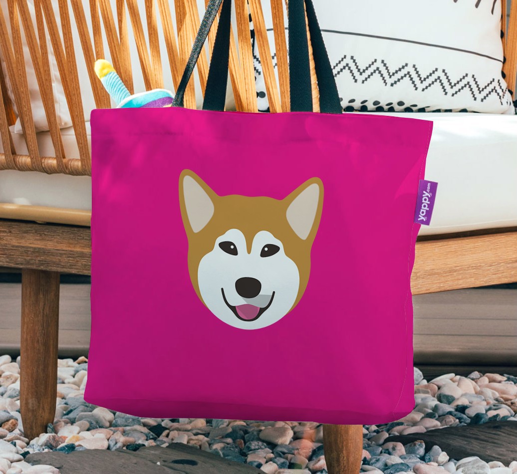 {breedFullName} Icon: Personalized Canvas Bag - hanging on a chair