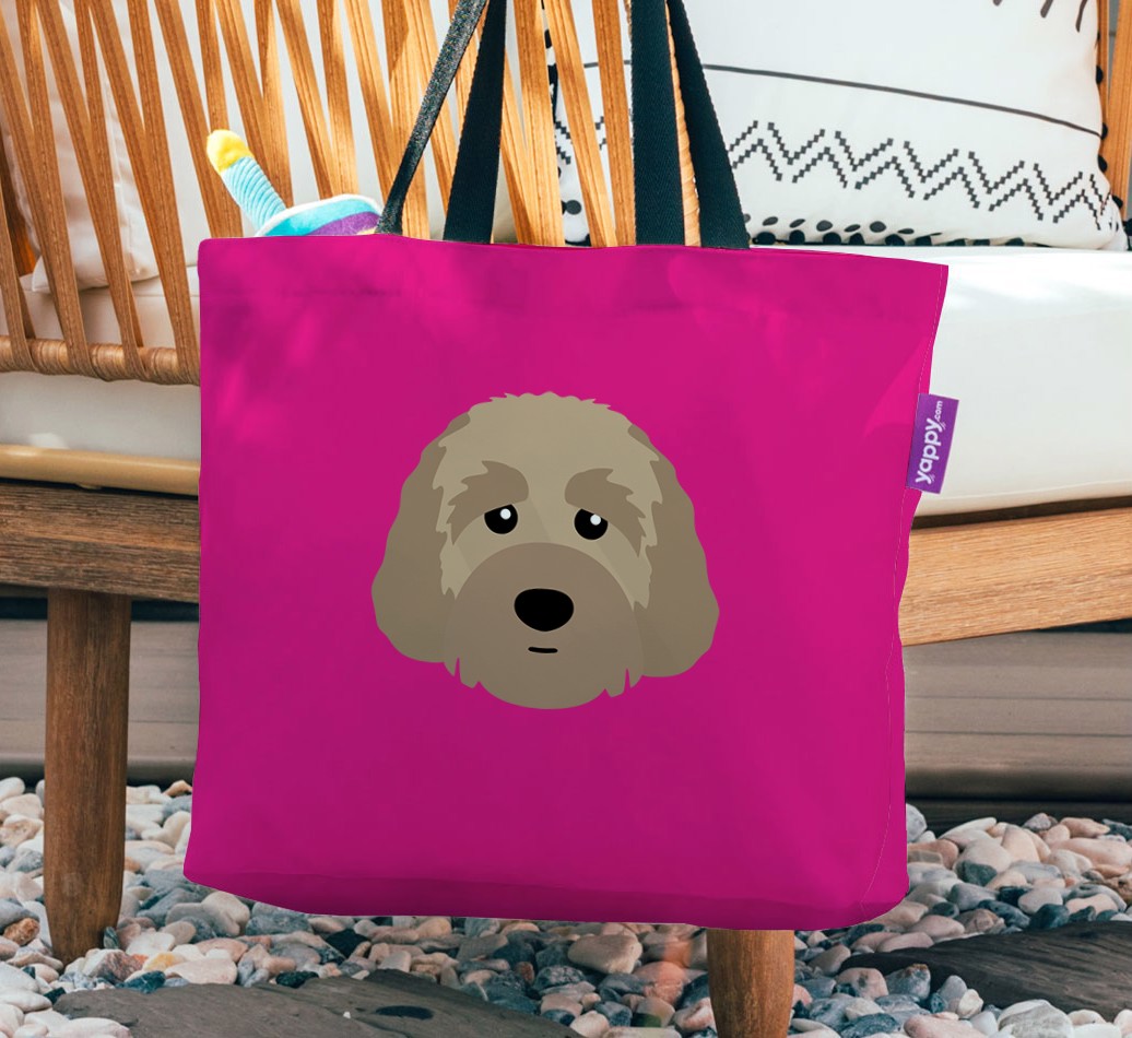 {breedFullName} Icon: Personalized Canvas Bag - hanging on a chair