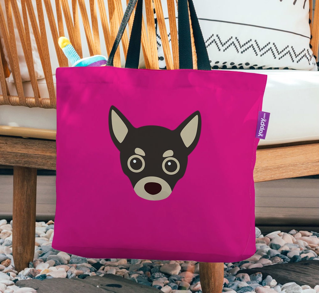 {breedFullName} Icon: Personalised Canvas Bag - hanging on a chair