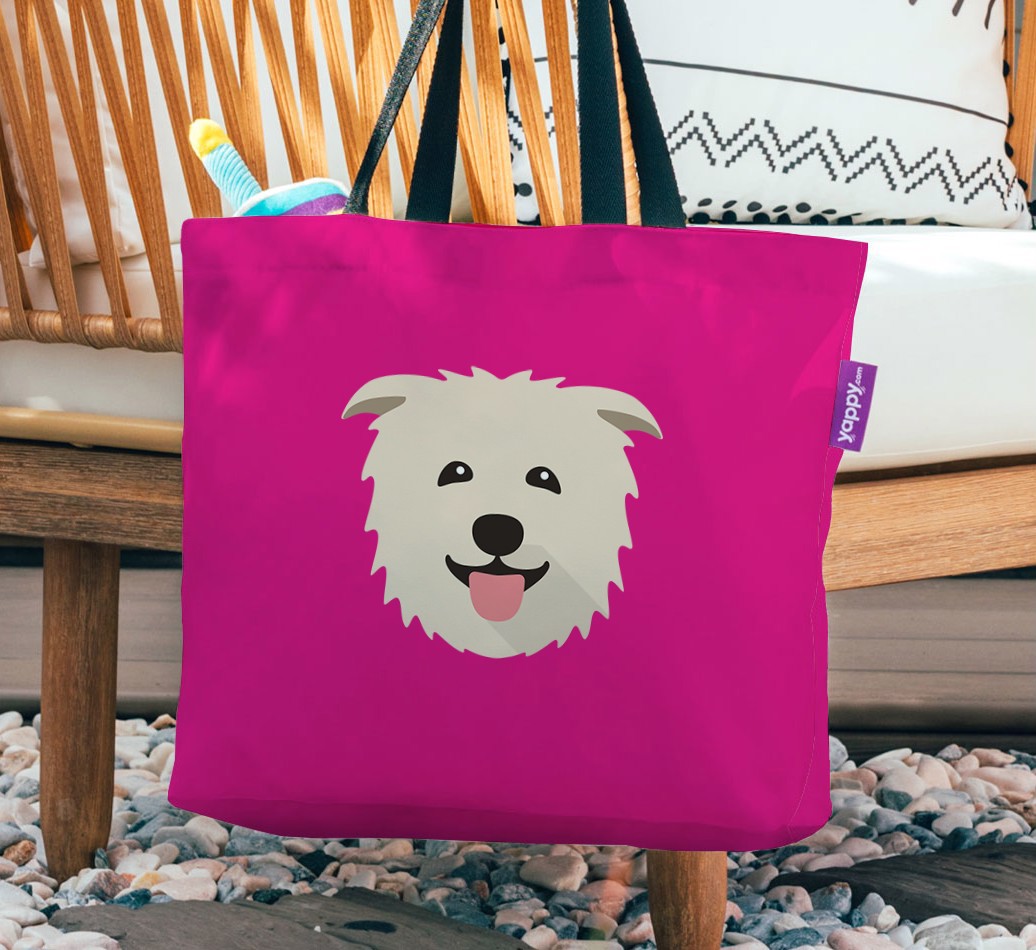 {breedFullName} Icon: Personalised Canvas Bag - hanging on a chair