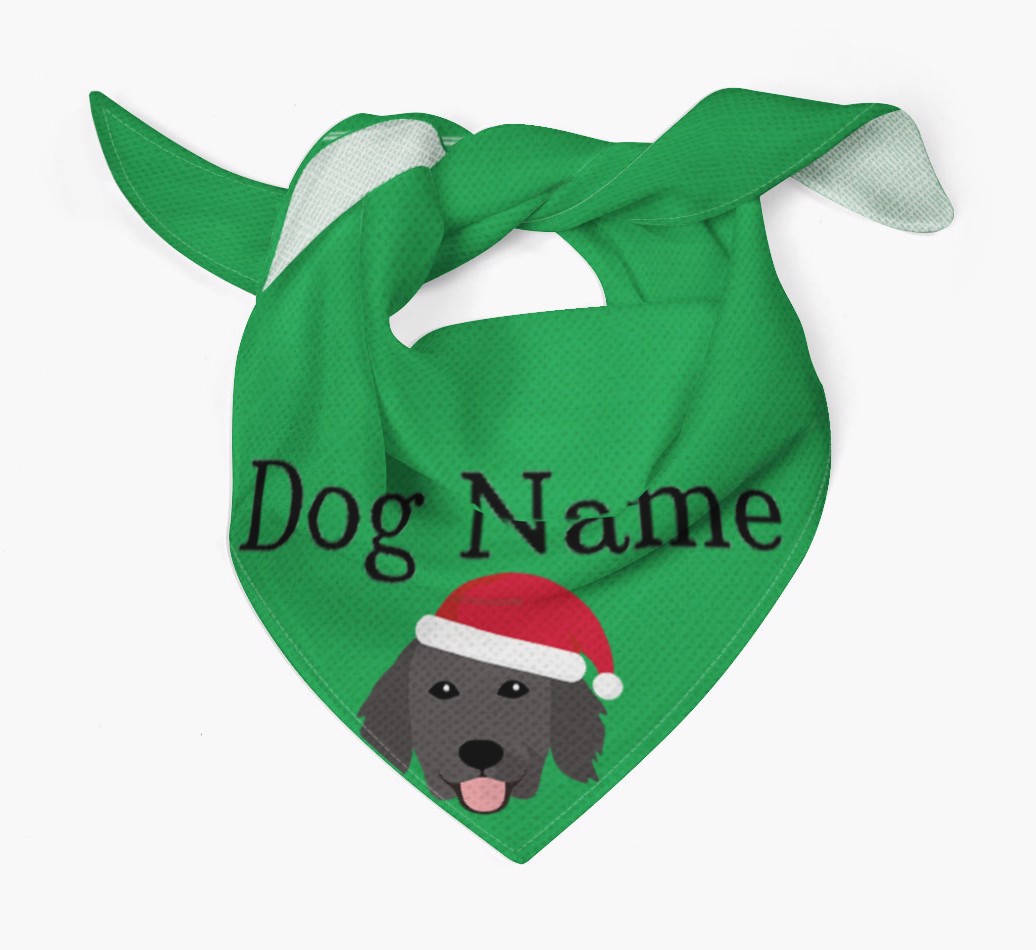 Personalised Christmas {breedFullName} {colour} Dog Bandana With Peeking Yappicon Tied