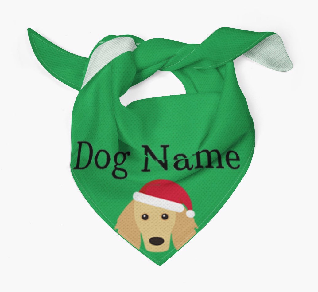 Personalised Christmas {breedFullName} {colour} Dog Bandana With Peeking Yappicon Tied