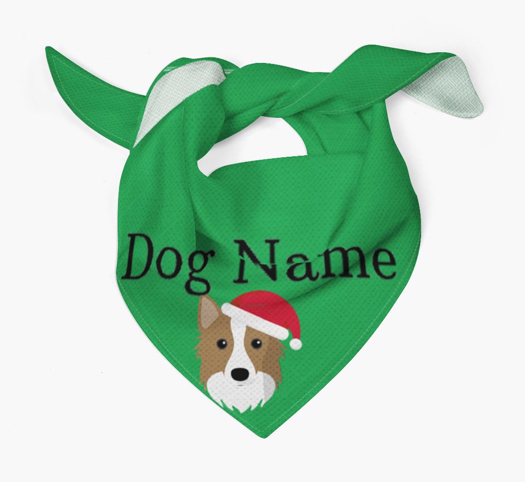 Personalised Christmas {breedFullName} {colour} Dog Bandana With Peeking Yappicon Tied