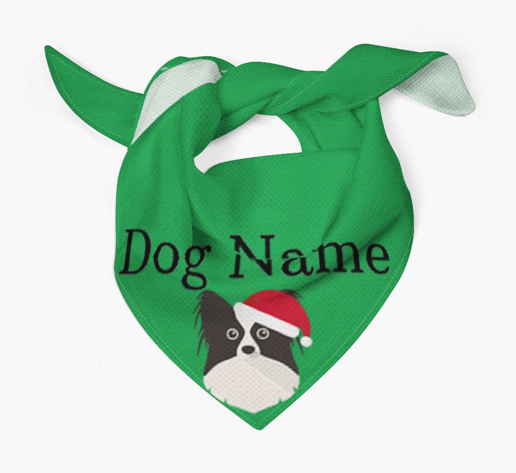 Christmas Peeking Yappicon : Personalized {breedFullName} Bandana - Tied bandana