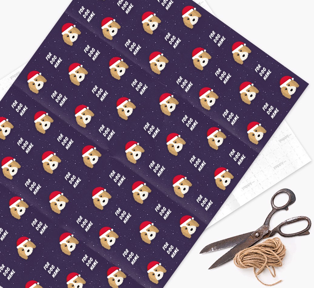 'Christmas Wrapping Paper' - Personalised {breedFullName} Wrapping Paper- flat