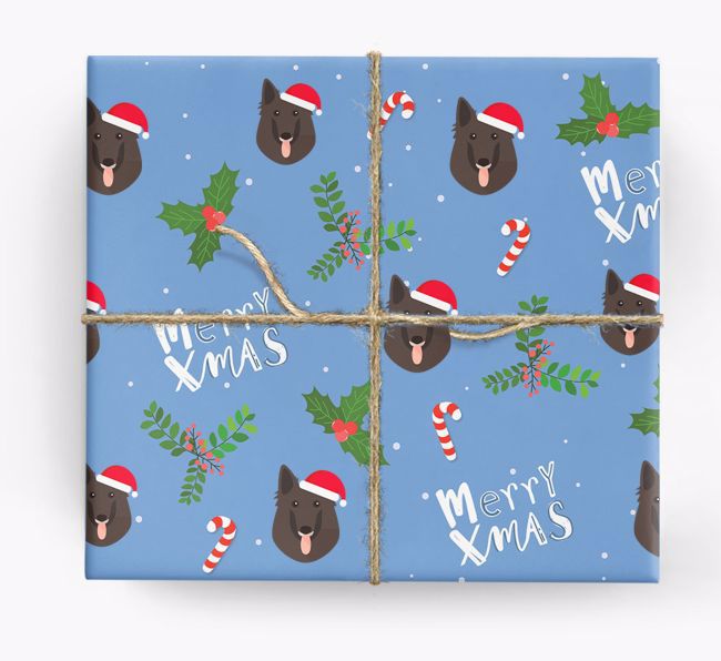 Merry X-Mas: Personalised {breedFullName} Wrapping Paper