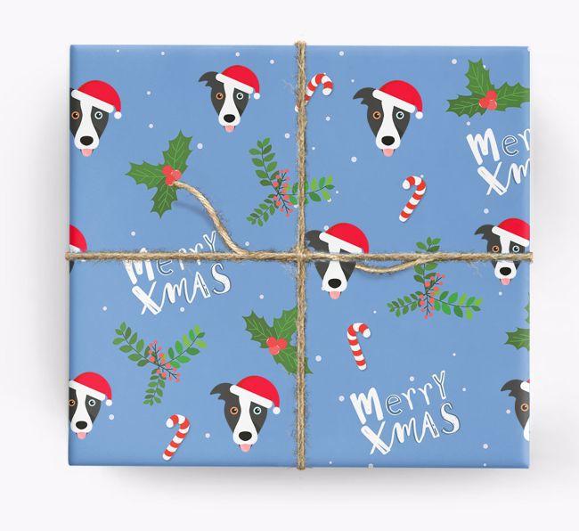 Merry X-Mas: Personalized {breedFullName} Wrapping Paper