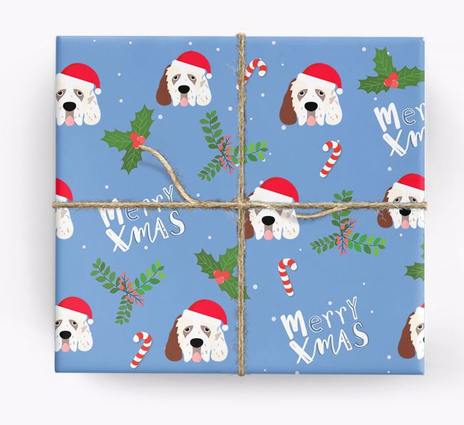 Merry X-Mas: Personalized {breedFullName} Wrapping Paper