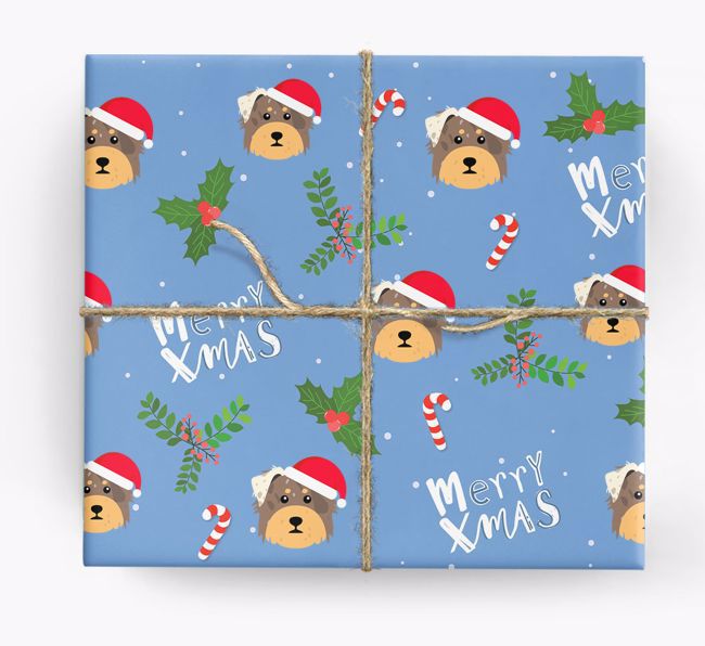 Merry X-Mas: Personalized {breedFullName} Wrapping Paper