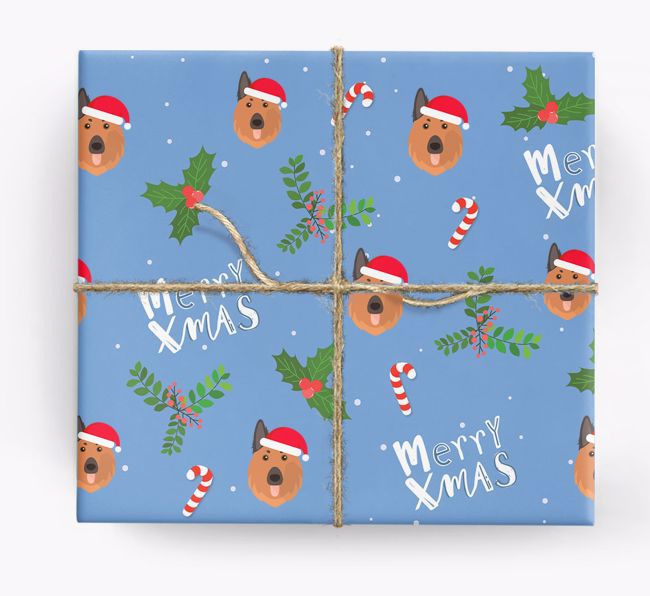 Merry X-Mas: Personalised {breedFullName} Wrapping Paper