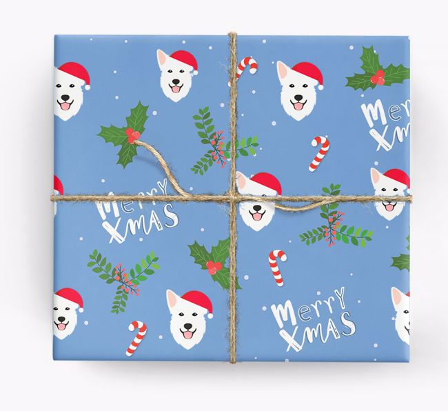 Merry X-Mas: Personalized {breedFullName} Wrapping Paper