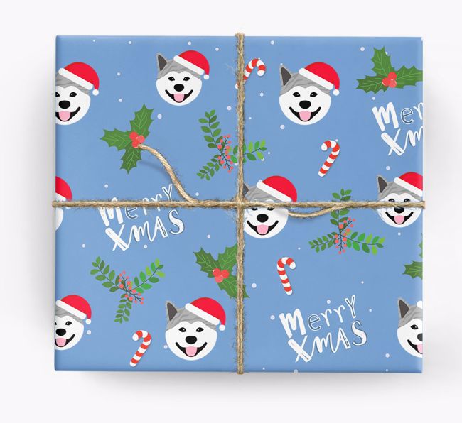 Merry X-Mas: Personalised {breedFullName} Wrapping Paper