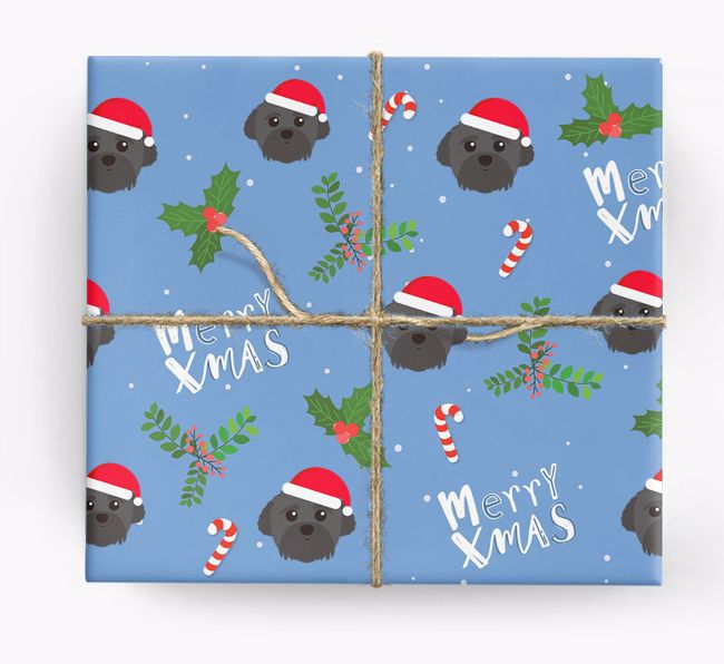 Merry X-Mas: Personalized {breedFullName} Wrapping Paper