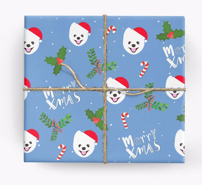 Merry X-Mas: Personalized {breedFullName} Wrapping Paper