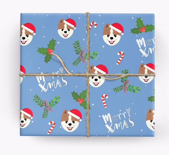 Merry X-Mas: Personalized {breedFullName} Wrapping Paper