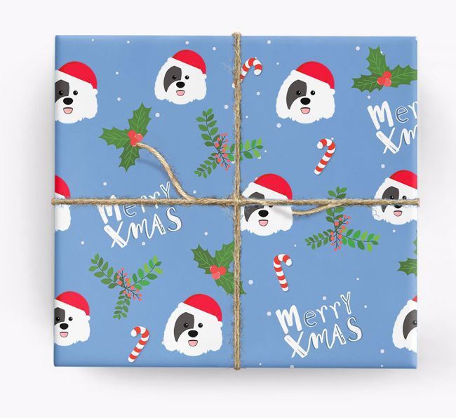 Merry X-Mas: Personalized {breedFullName} Wrapping Paper