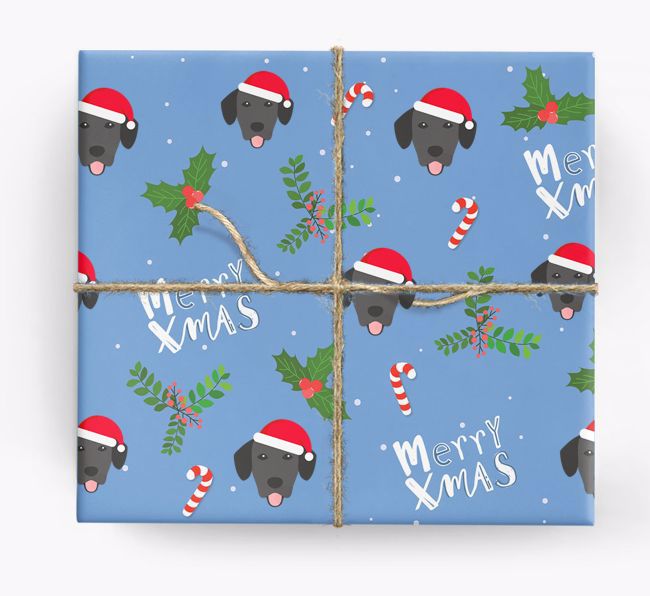 Merry X-Mas: Personalized {breedFullName} Wrapping Paper