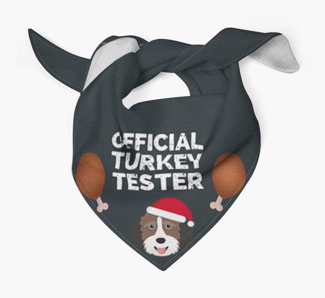 Official Turkey Tester : Personalized {breedFullName} Christmas Bandana - Tied bandana