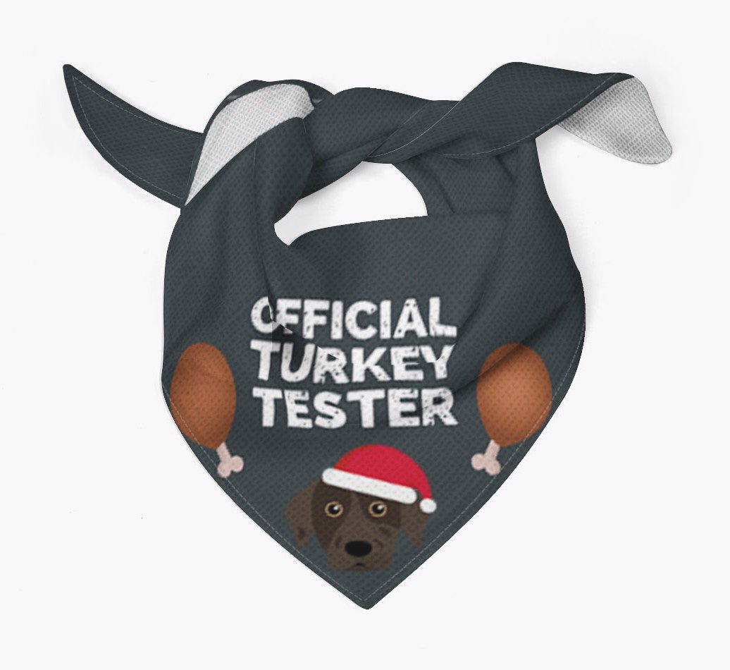 Official Turkey Tester : Personalized {breedFullName} Christmas Bandana - Tied bandana