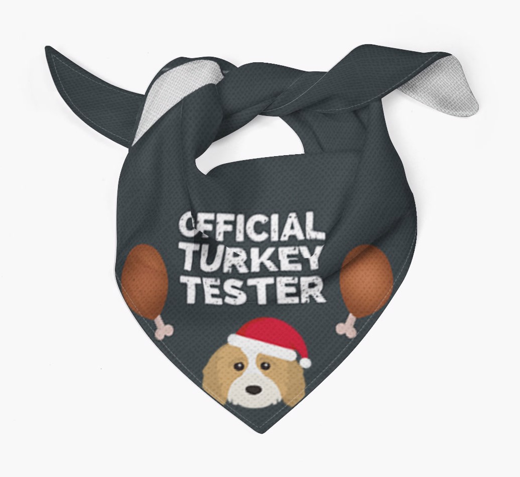 Official Turkey Tester : Personalized {breedFullName} Christmas Bandana - Tied bandana