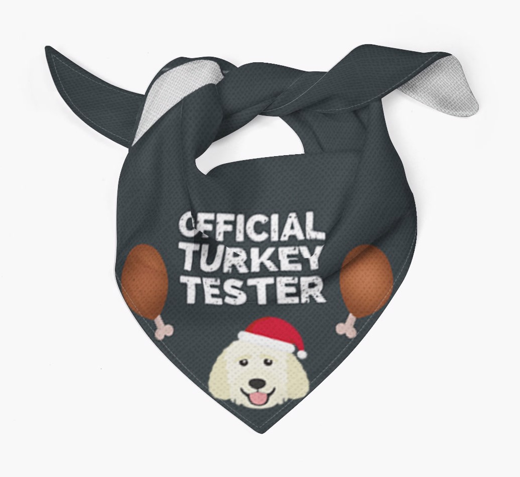 Official Turkey Tester : Personalized {breedFullName} Christmas Bandana - Tied bandana