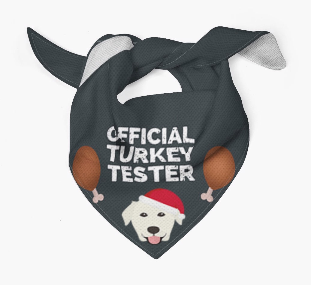 Official Turkey Tester : Personalised {breedFullName} Christmas Bandana - Tied bandana