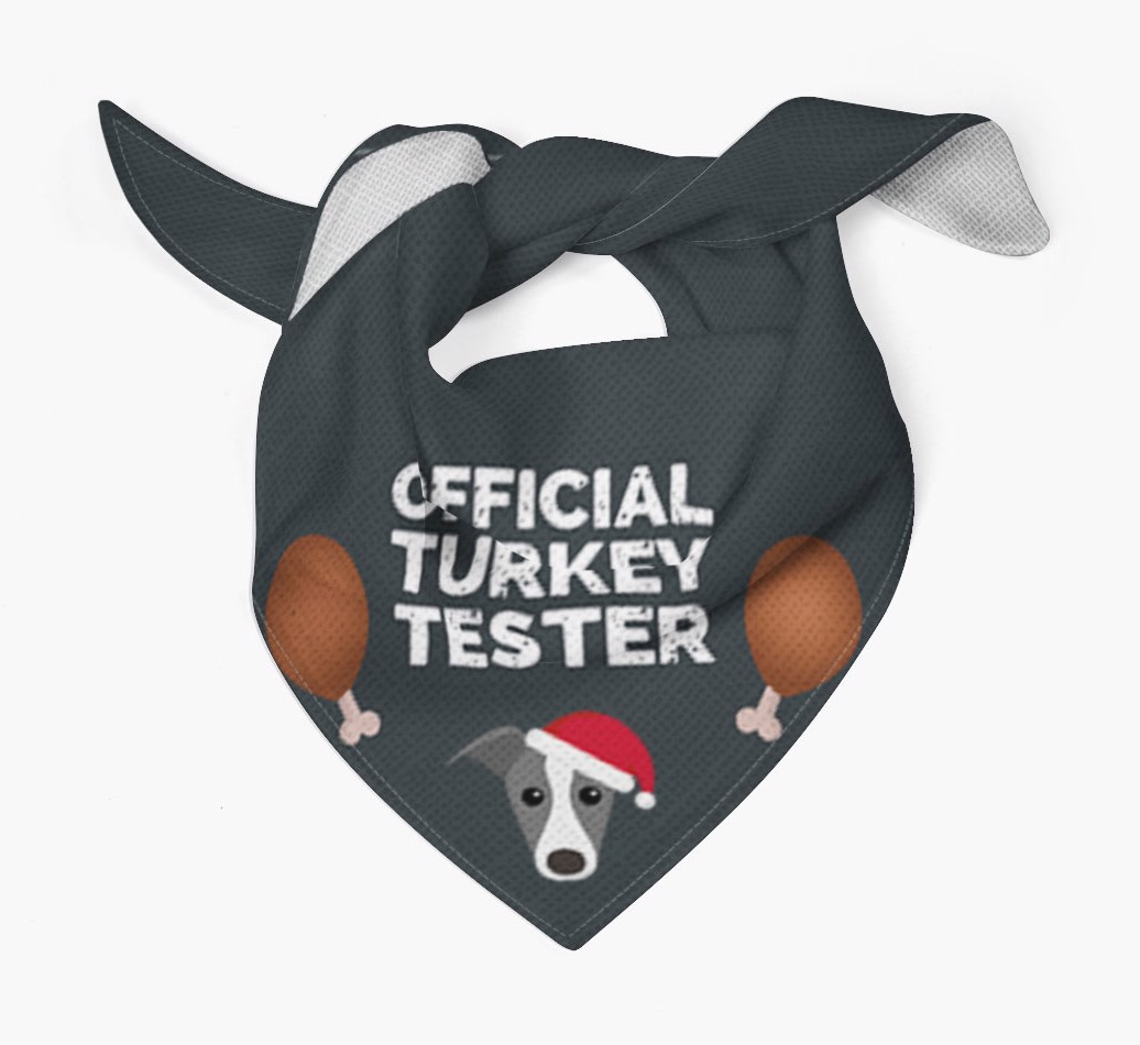 Official Turkey Tester : Personalised {breedFullName} Christmas Bandana - Tied bandana