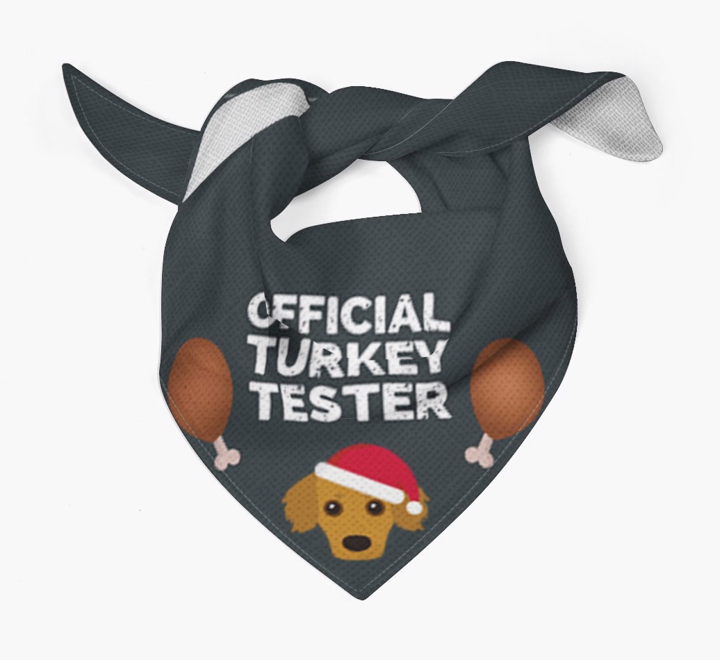 Official Turkey Tester : Personalized {breedFullName} Christmas Bandana - Tied bandana