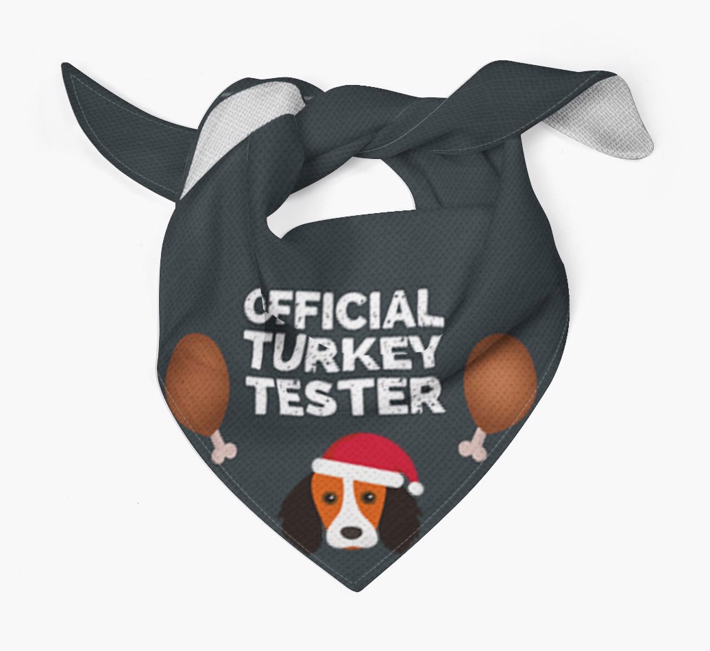 Official Turkey Tester : Personalized {breedFullName} Christmas Bandana - Tied bandana