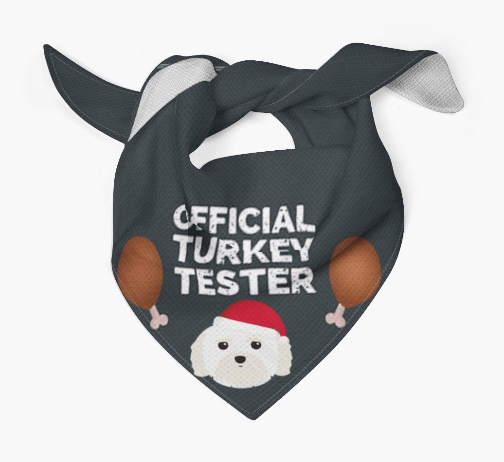 Official Turkey Tester : Personalised {breedFullName} Christmas Bandana - Tied bandana
