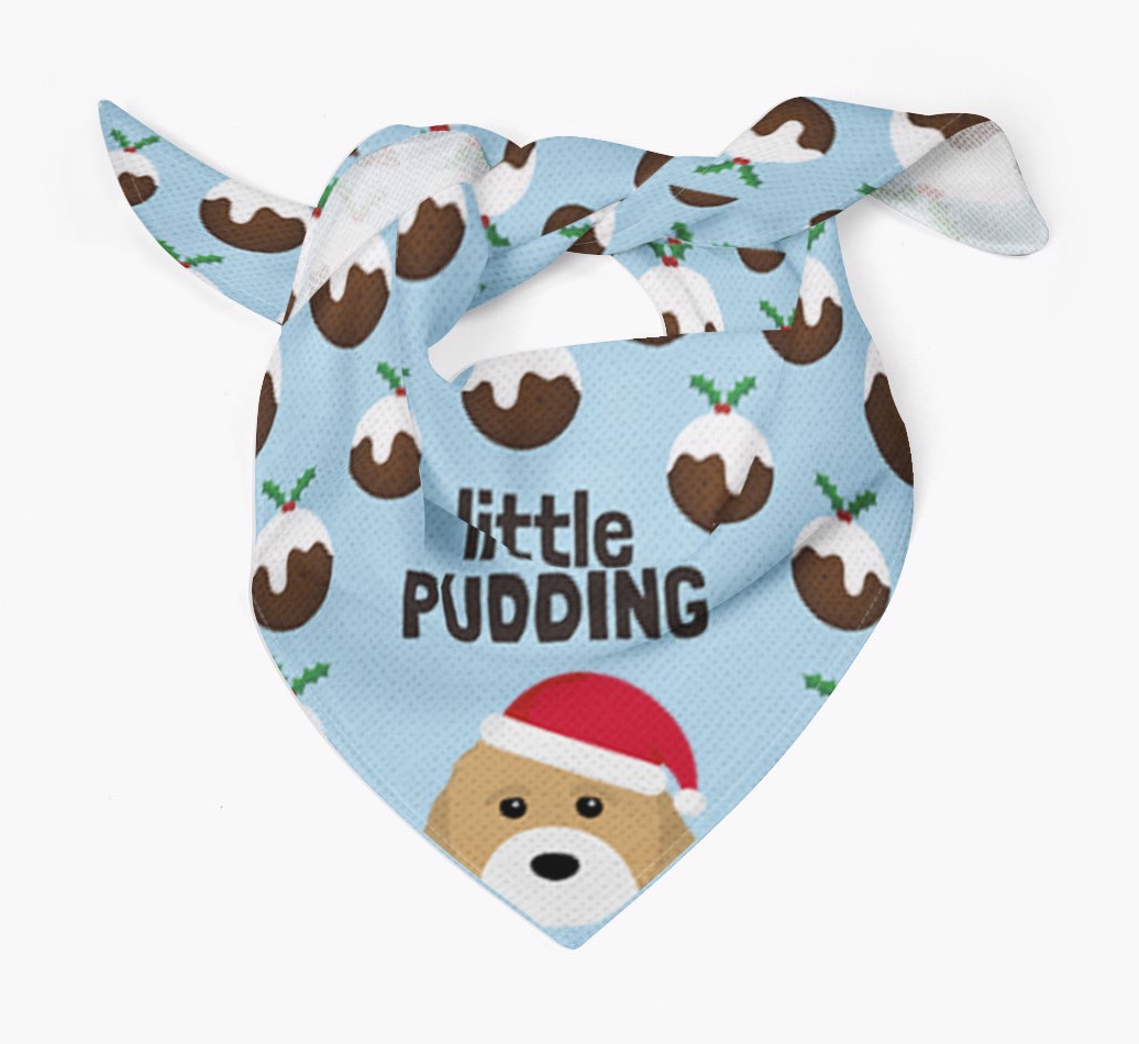 Little Pudding : Personalized {breedFullName} Christmas Bandana - Tied bandana