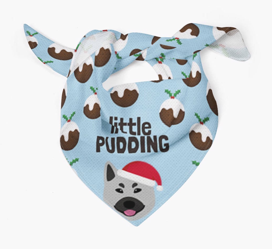 Little Pudding : Personalised {breedFullName} Christmas Bandana - Tied bandana