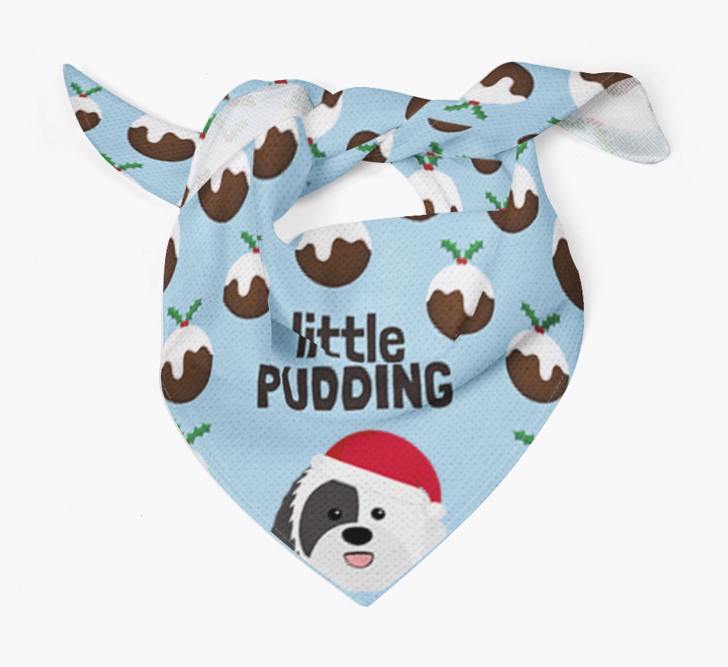 Little Pudding : Personalised {breedFullName} Christmas Bandana - Tied bandana