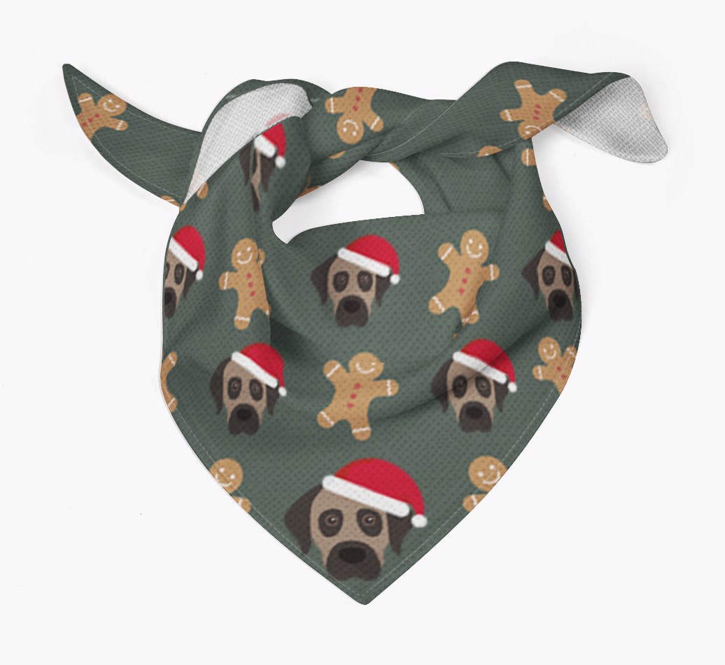 Gingerbread : Personalised {breedFullName} Christmas Bandana - Tied bandana