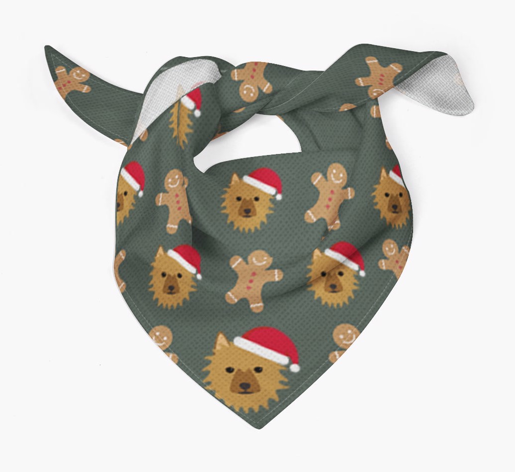 Gingerbread : Personalised {breedFullName} Christmas Bandana - Tied bandana
