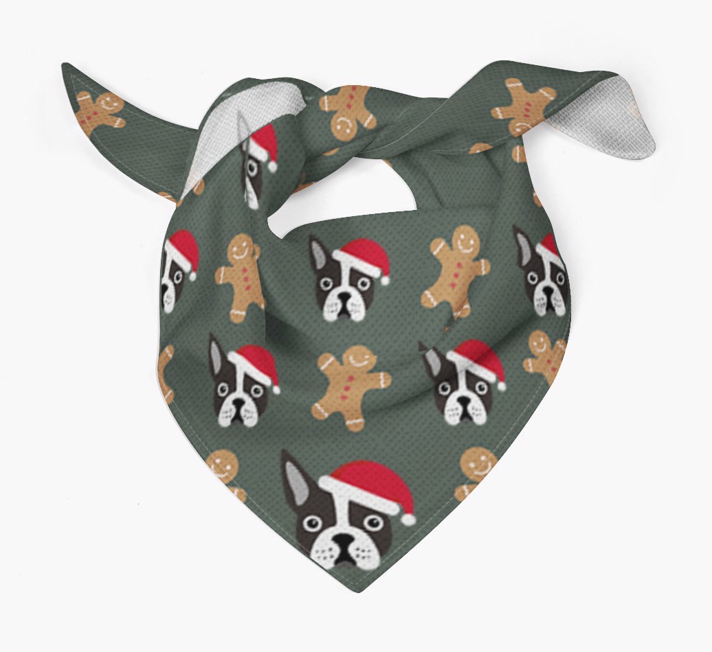 Gingerbread : Personalized {breedFullName} Christmas Bandana - Tied bandana