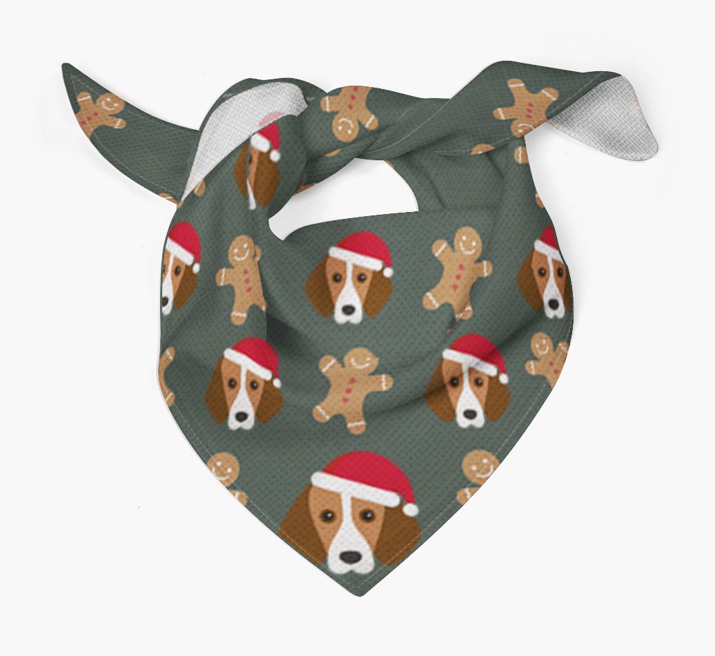 Gingerbread : Personalised {breedFullName} Christmas Bandana - Tied bandana